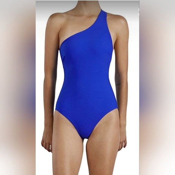 One Piece Swimsuit One Shoulder Royal Blue Women's Sz M Sw2 - Picture 1 of 13